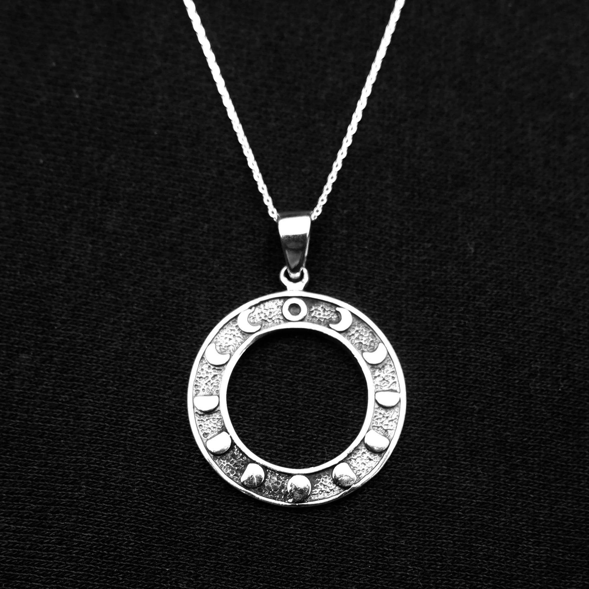 925 Sterling Silver Moon Phases Pendant Necklace - Celestial Boho Moon Lunar Charm Necklace - Bohemian Moon Phases Astrology - Gift for her - Aster & Trinkets