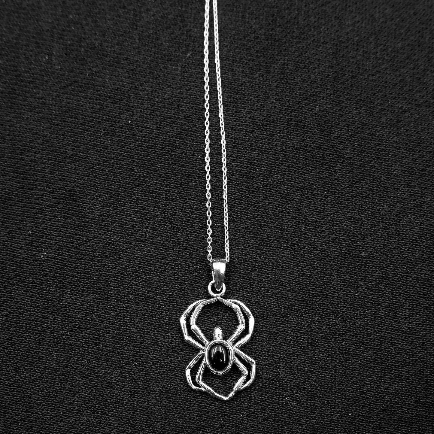 925 Silver Spider Insect Charm Necklace, Black Widow Necklace, Tarantula necklace, Spider Web Black Gothic Occult Wiccan Witch Necklace - Aster & Trinkets