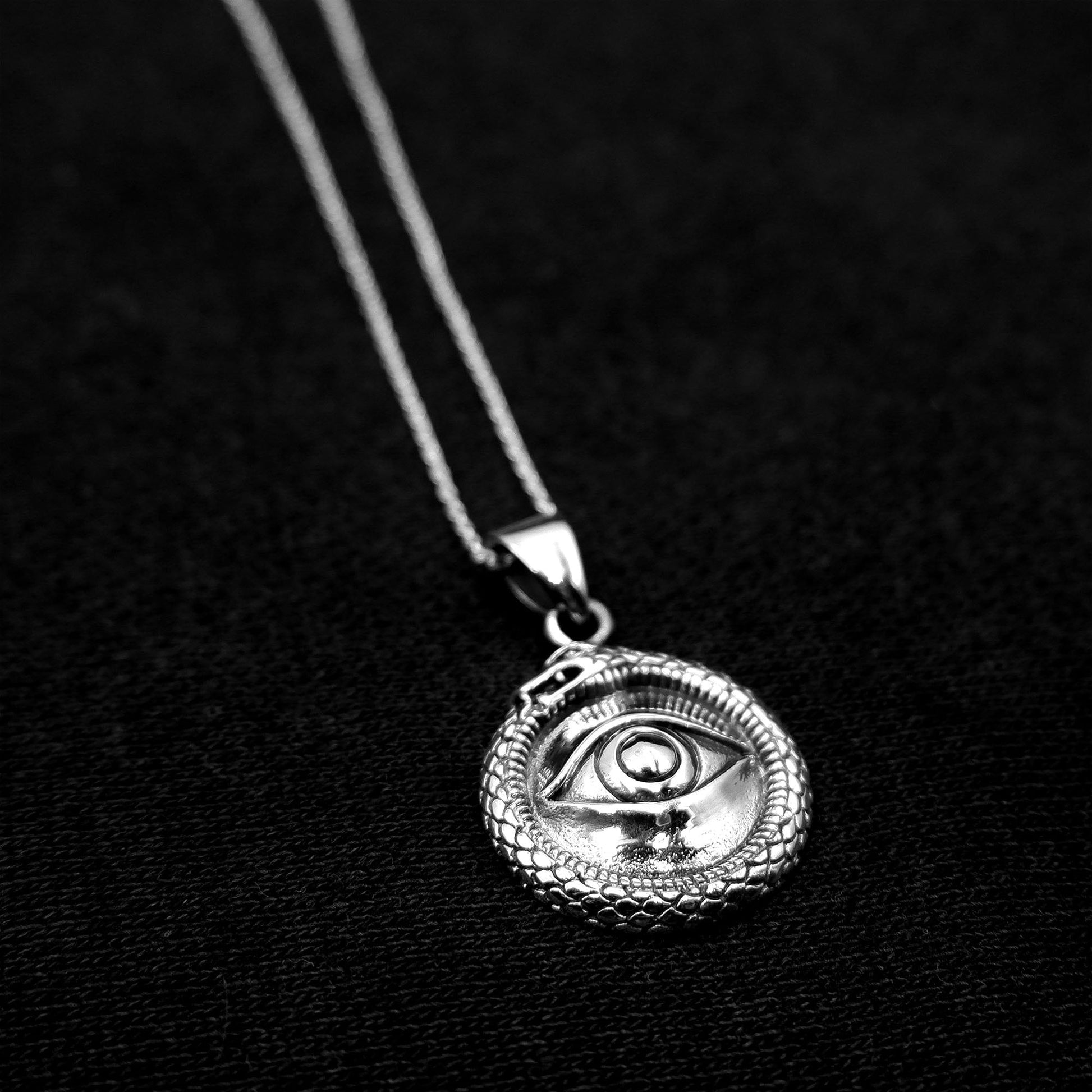 925 Sterling Silver All Seeing Eye Medallion Serpent Protection Pendant - Eye Talisman Snake Gothic necklace - Evil eye Providence Necklace - Aster & Trinkets