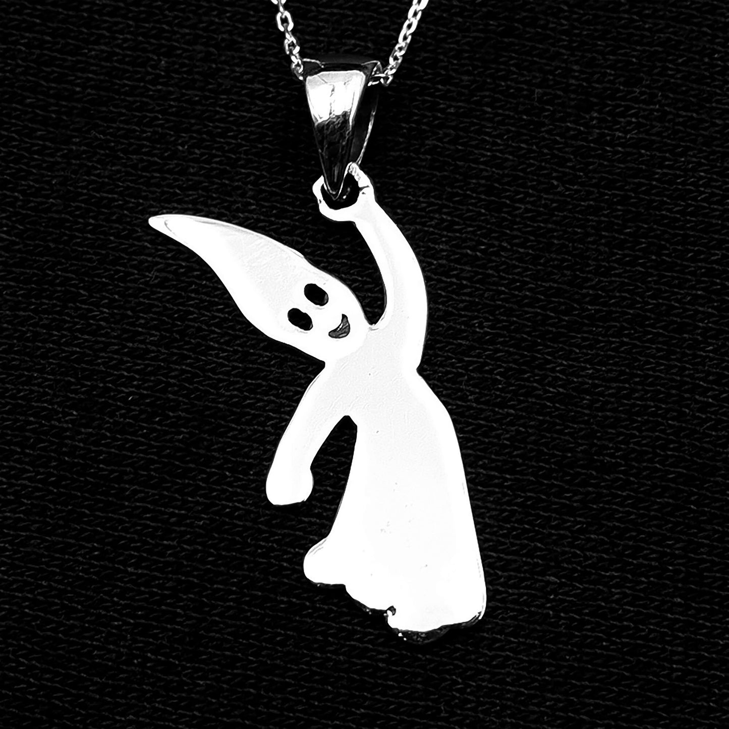 925 Sterling Silver Ghost Pendant Necklace - Spooky Ghost Charm Necklace - Halloween Goth Gothic Wiccan Witch Occult Cult Pagan Necklace - Aster & Trinkets