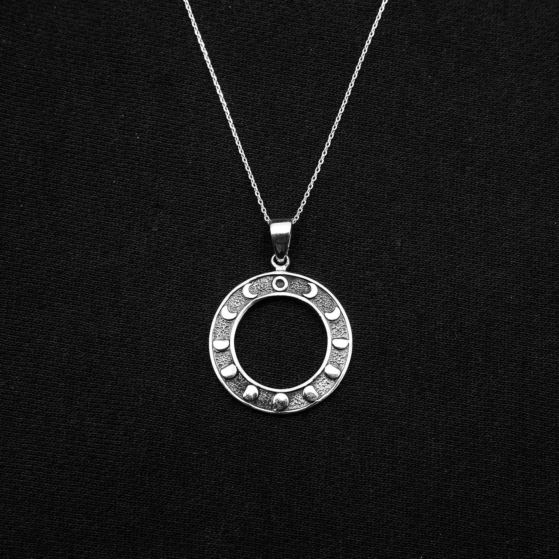 925 Sterling Silver Moon Phases Pendant Necklace - Celestial Boho Moon Lunar Charm Necklace - Bohemian Moon Phases Astrology - Gift for her - Aster & Trinkets