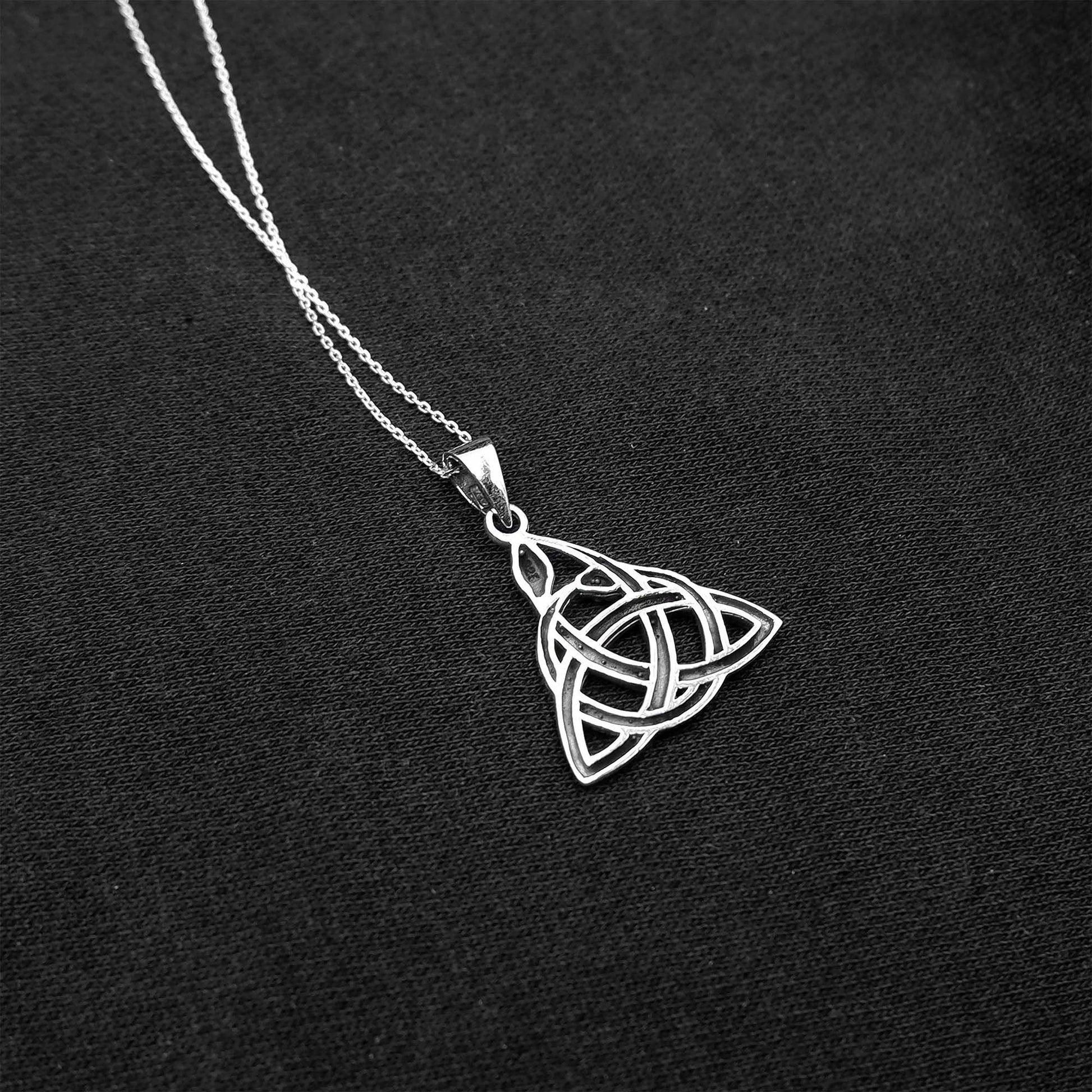 Celtic Triquetra Snake Pendant Necklace - 925 Sterling Silver Serpent Celtic Necklace - Irish Ouroboros celtic Snake Necklace - Trinity knot - Aster & Trinkets