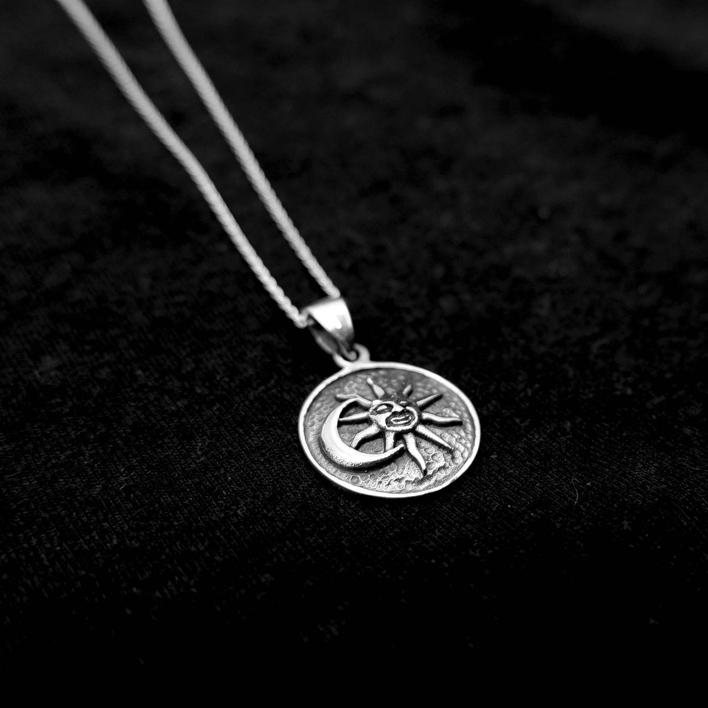 925 Sterling Silver Sun and Moon Stars Charm Pendant Necklace - Boho Celestial Charm Gypsy Gothic Wiccan Pendant Necklace Jewelry Gift - Aster & Trinkets