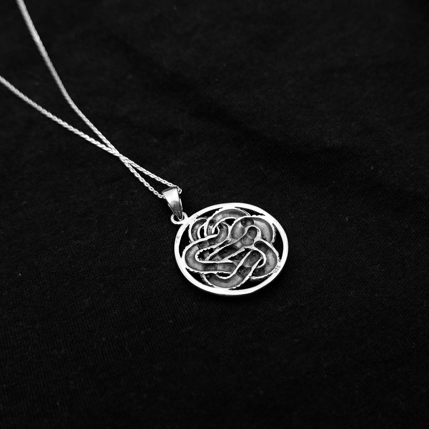 Coiled Snake Serpent Ouroboros Necklace - 925 Silver Serpent Charm Pendant - Serpentine Snake Jewelry - Pagan Wiccan Goth Witchy Necklace - Aster & Trinkets