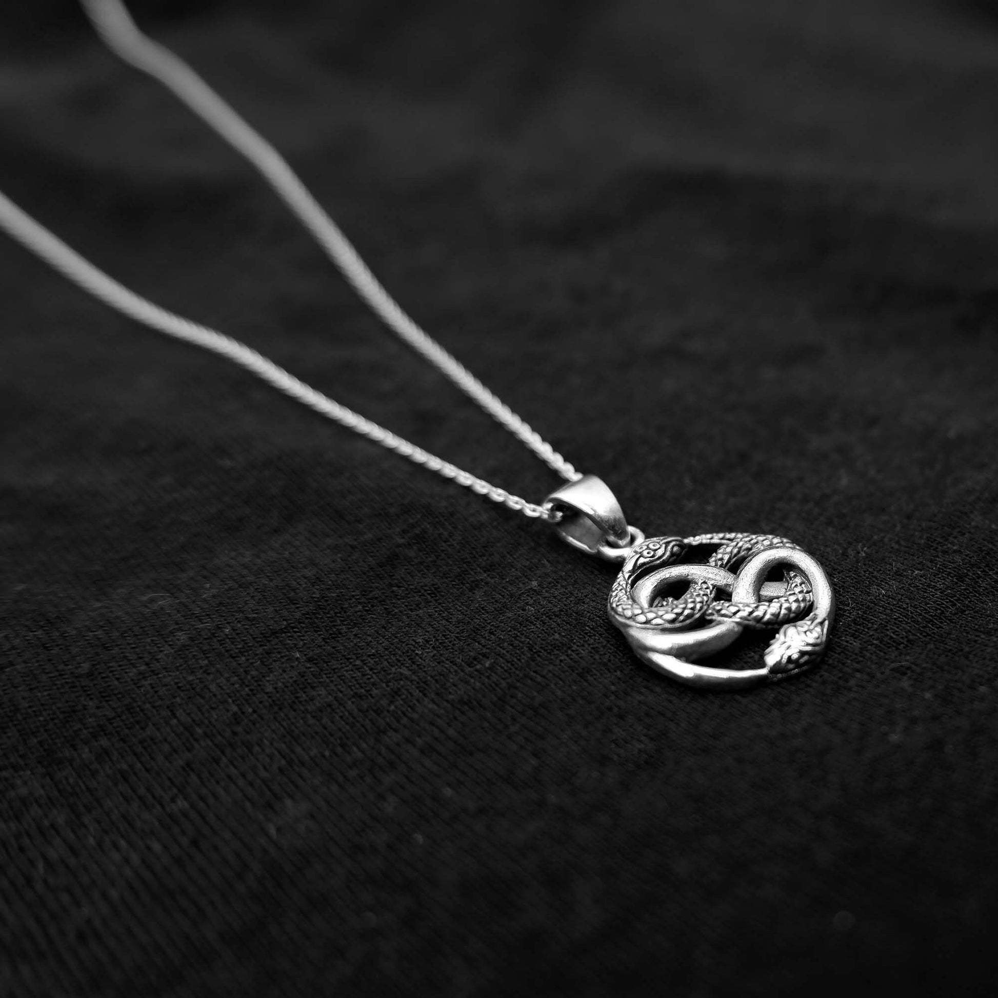 Auryn Double Ouroboros Pendant Necklace, 925 Silver Ouroboros Snake necklace, Infinite Serpent Pendant,Celtic Infinity knot Serpent Necklace - Aster & Trinkets