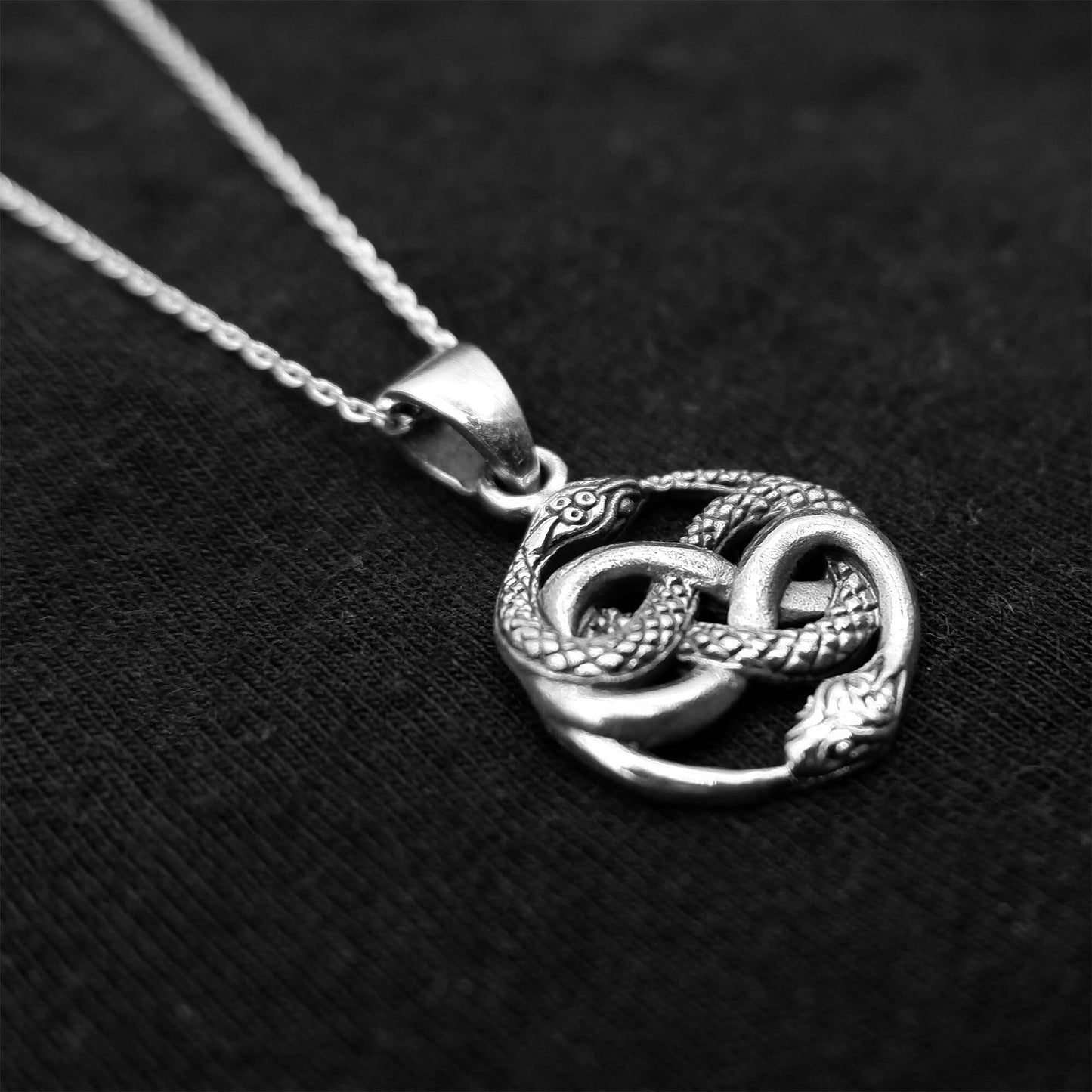 Auryn Double Ouroboros Pendant Necklace, 925 Silver Ouroboros Snake necklace, Infinite Serpent Pendant,Celtic Infinity knot Serpent Necklace - Aster & Trinkets