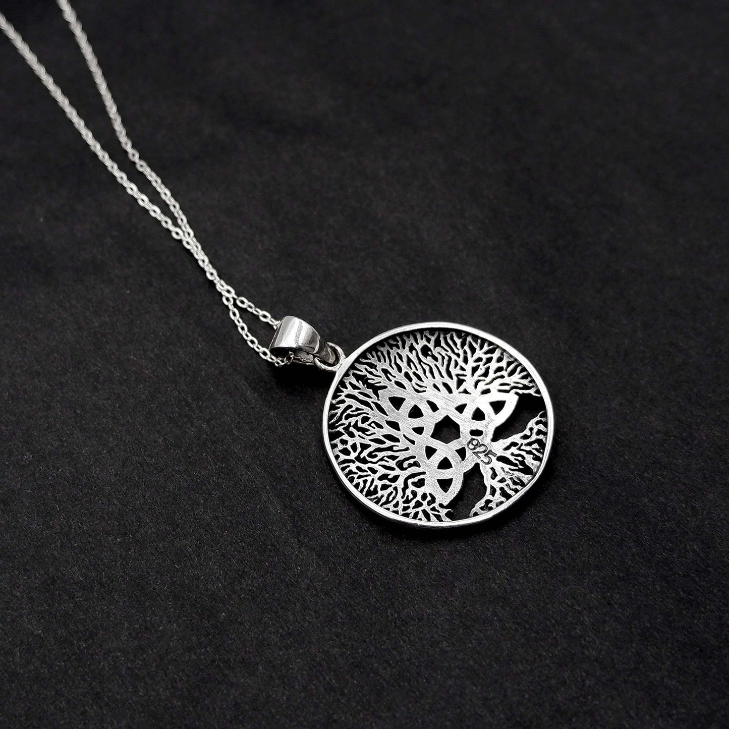 Celtic Triquetra Tree of Life Necklace, 925 Sterling Silver Yggdrasil Talisman Necklace, Viking Nordic Tree of Life Jewelry, Irish gift - Aster & Trinkets