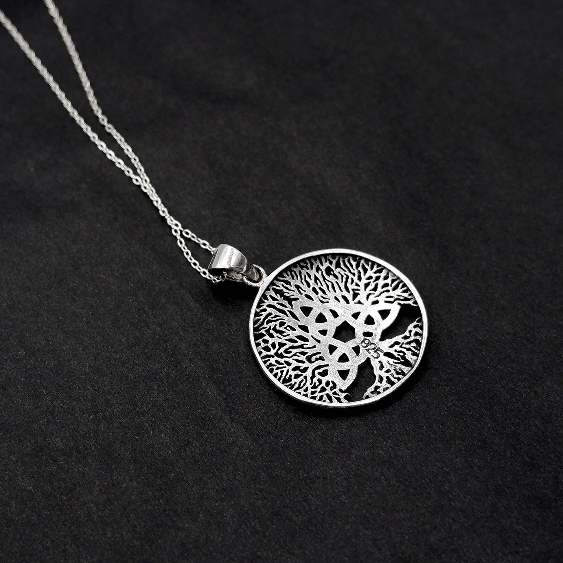 Celtic Triquetra Tree of Life Necklace, 925 Sterling Silver Yggdrasil Talisman Necklace, Viking Nordic Tree of Life Jewelry, Irish gift - Aster & Trinkets