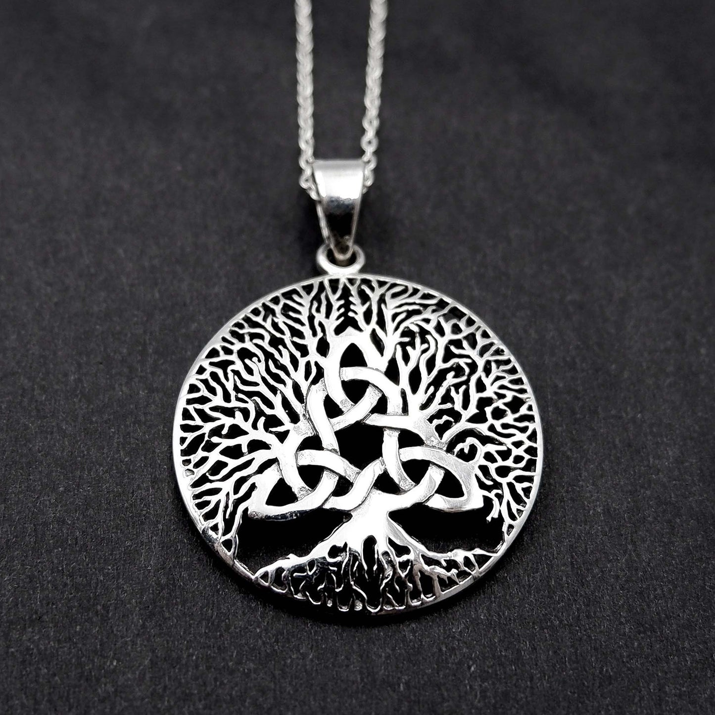 Celtic Triquetra Tree of Life Necklace, 925 Sterling Silver Yggdrasil Talisman Necklace, Viking Nordic Tree of Life Jewelry, Irish gift - Aster & Trinkets