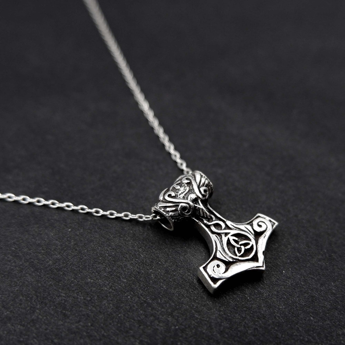 Celtic Odin Axe Viking Pendant Necklace, 925 Silver Small Viking Thor&#39;s Hammer Mjolnir Pendant, Scandinavian jewelry Mjolnir Charm Necklace - Aster & Trinkets