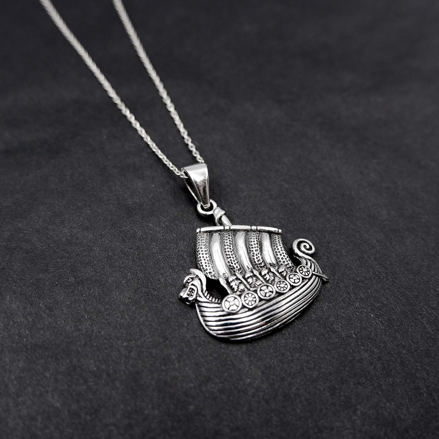 Dragon Viking Boat Ship pendant Necklace,925 Silver Irish Dragon Ship Pendant, Drakkar Ship boat necklace,Celtic Viking Ship Amulet Necklace - Aster & Trinkets