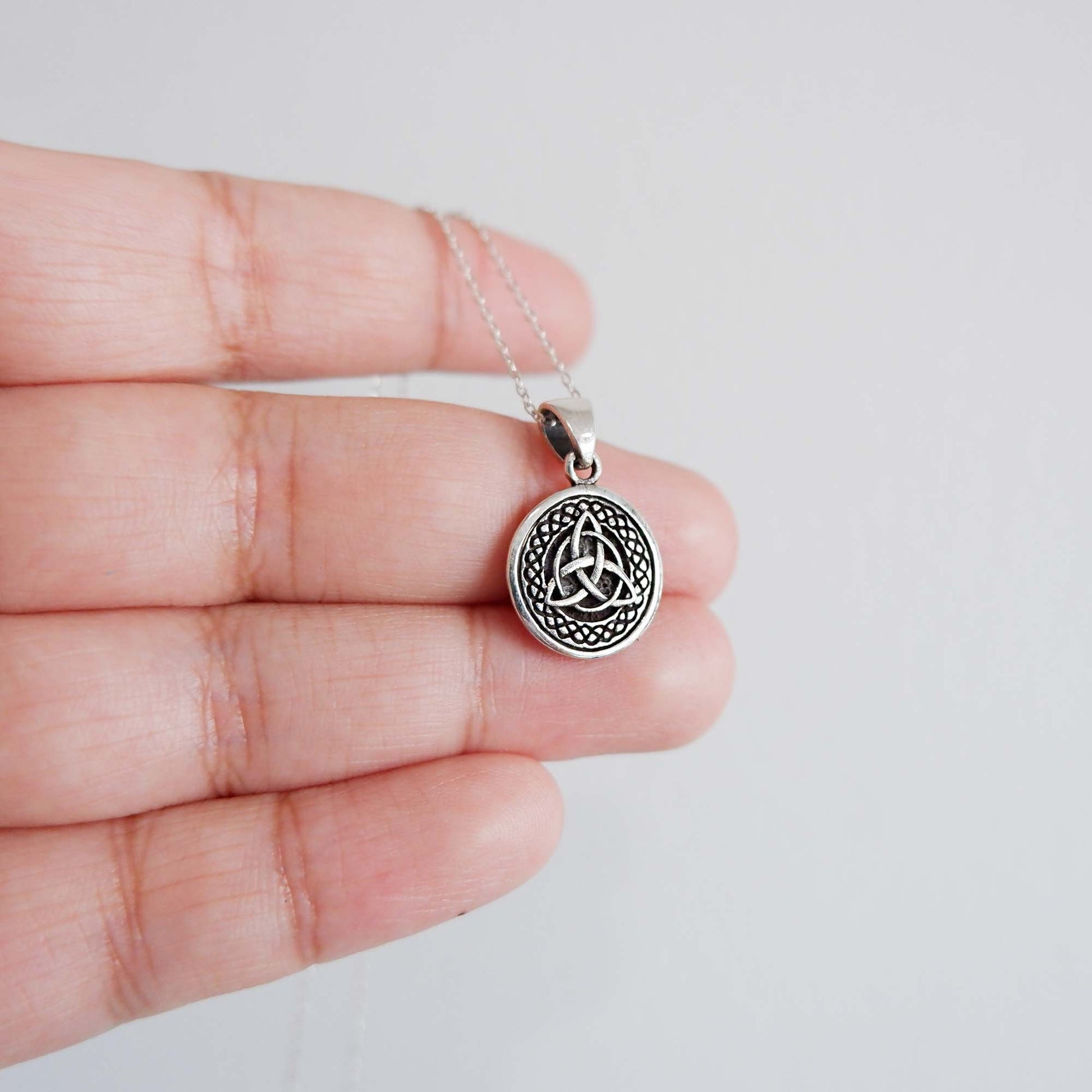 Celtic Knot Triquetra Necklace, 925 Sterling Silver Dainty Irish Triskele Pendant, minimalist everyday necklace, silver celtic necklace - Aster & Trinkets