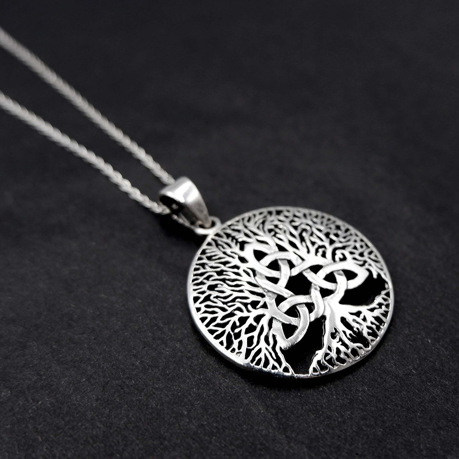 Celtic Triquetra Tree of Life Necklace, 925 Sterling Silver Yggdrasil Talisman Necklace, Viking Nordic Tree of Life Jewelry, Irish gift - Aster & Trinkets