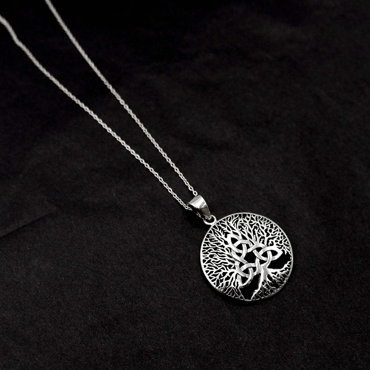 Celtic Triquetra Tree of Life Necklace, 925 Sterling Silver Yggdrasil Talisman Necklace, Viking Nordic Tree of Life Jewelry, Irish gift - Aster & Trinkets