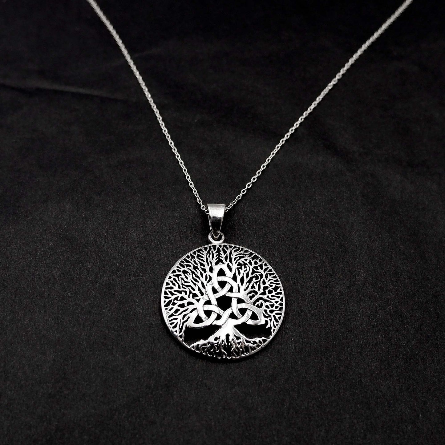 Celtic Triquetra Tree of Life Necklace, 925 Sterling Silver Yggdrasil Talisman Necklace, Viking Nordic Tree of Life Jewelry, Irish gift - Aster & Trinkets