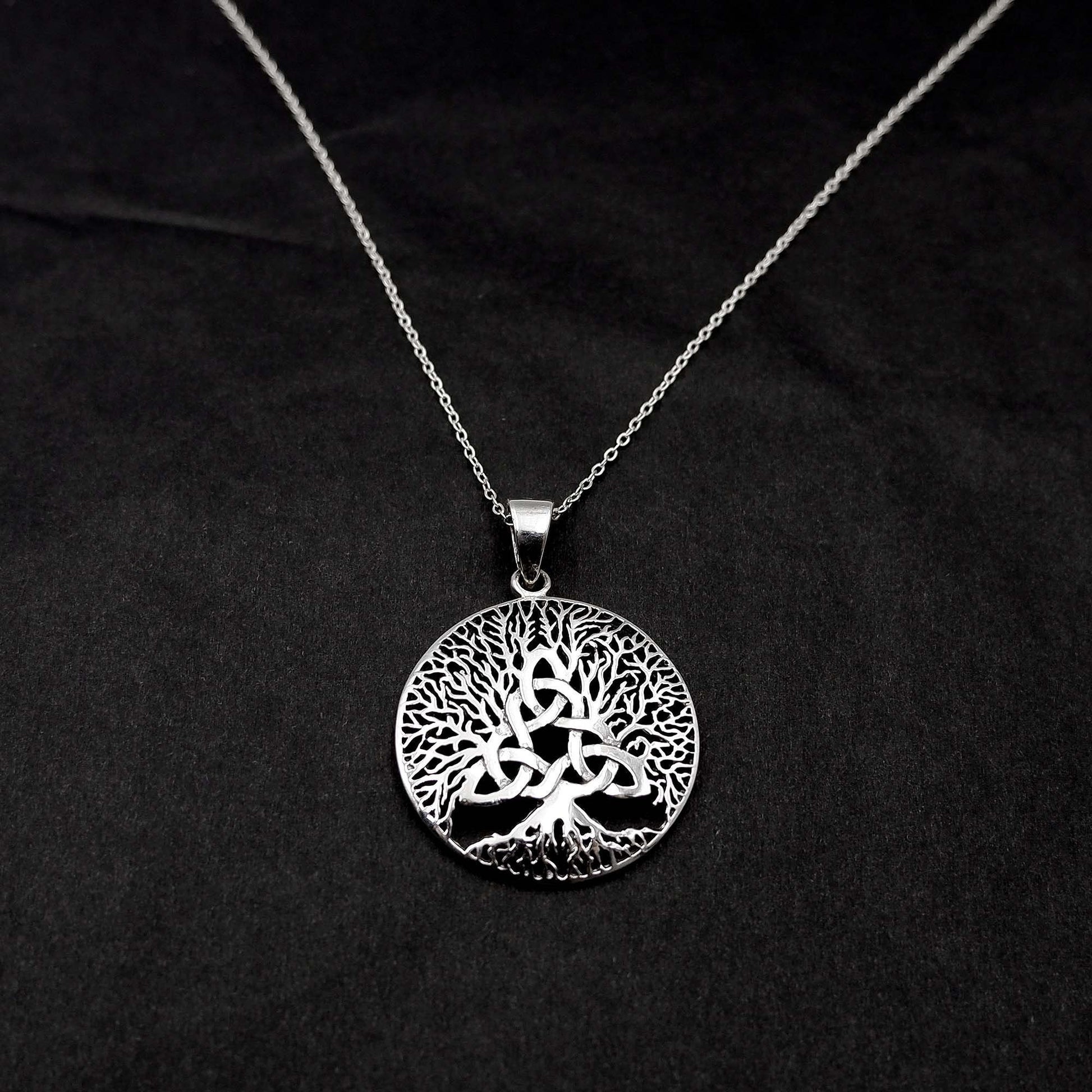 Celtic Triquetra Tree of Life Necklace, 925 Sterling Silver Yggdrasil Talisman Necklace, Viking Nordic Tree of Life Jewelry, Irish gift - Aster & Trinkets