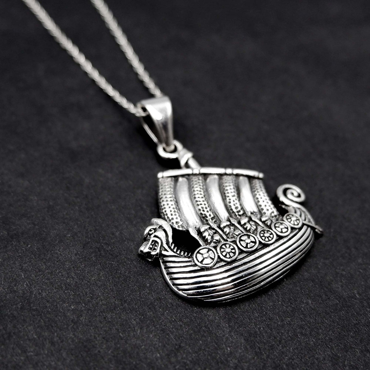 Dragon Viking Boat Ship pendant Necklace,925 Silver Irish Dragon Ship Pendant, Drakkar Ship boat necklace,Celtic Viking Ship Amulet Necklace - Aster & Trinkets