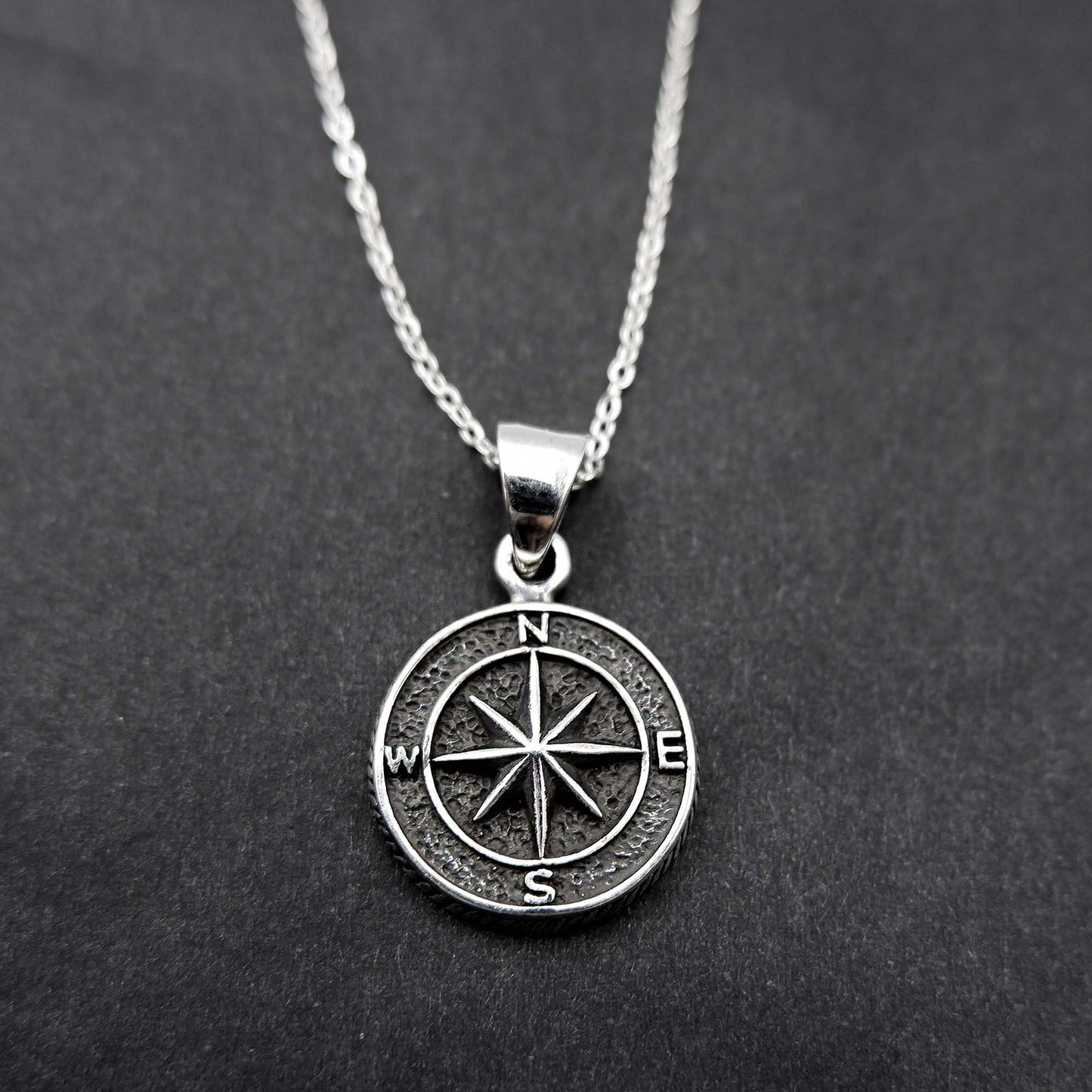 925 Sterling Silver Compass Pendant Necklace, Small Dainty Compass Pendant, Simple Layering Travel Compass Pendant, Valentine&#39;s Day Gift - Aster & Trinkets