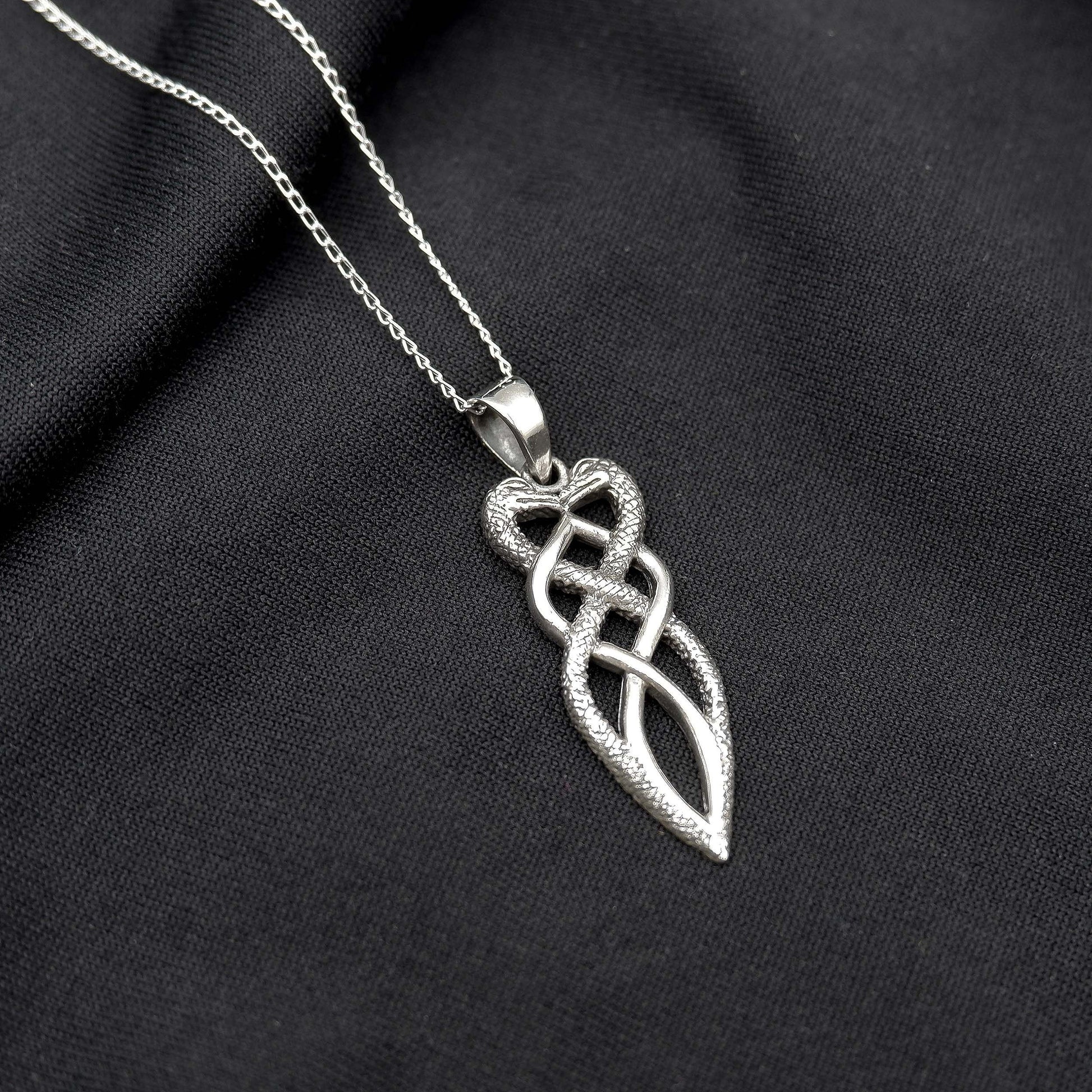 Intertwined Snake Celtic Knot Necklace, 925 Silver Twisted double-headed snake Serpent Celtic Necklace, Twin Snake Celtic Pendant Necklace - Aster & Trinkets