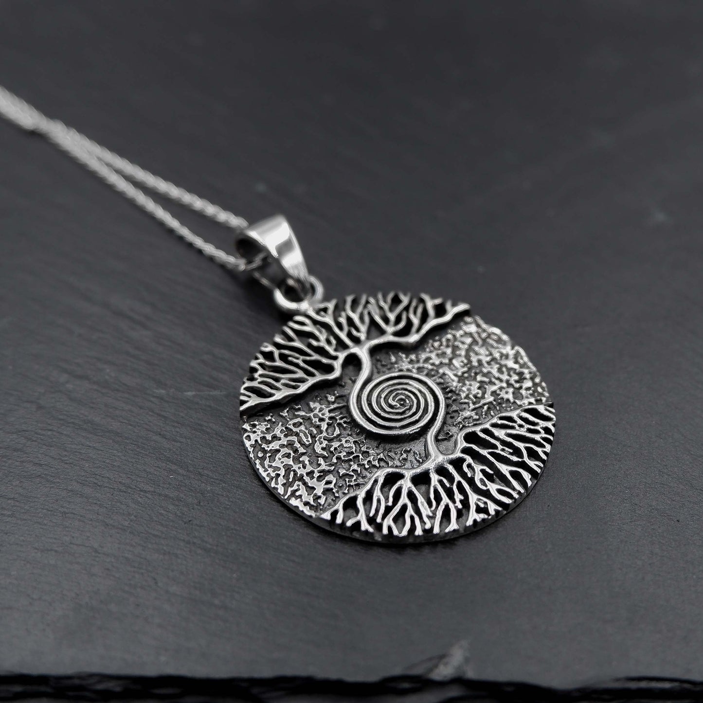 Tree of life Spiral Yggdrasil necklace, 925 Silver Talisman Necklace, Wiccan Tree Necklace, Viking Norse Tree Necklace, Pagan Tree Pendant - Aster & Trinkets