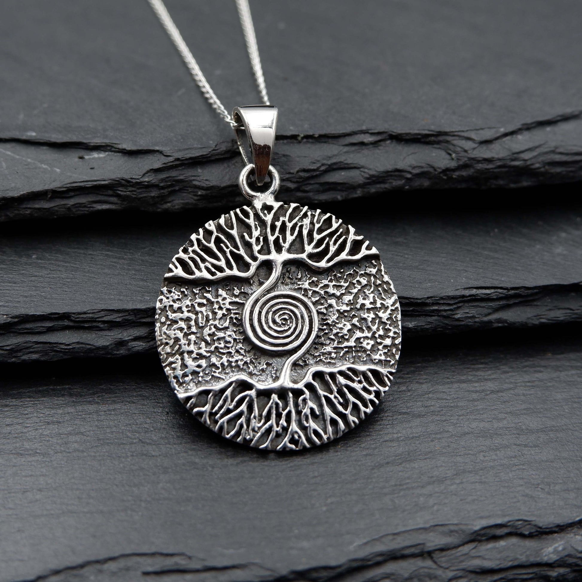 Tree of life Spiral Yggdrasil necklace, 925 Silver Talisman Necklace, Wiccan Tree Necklace, Viking Norse Tree Necklace, Pagan Tree Pendant - Aster & Trinkets