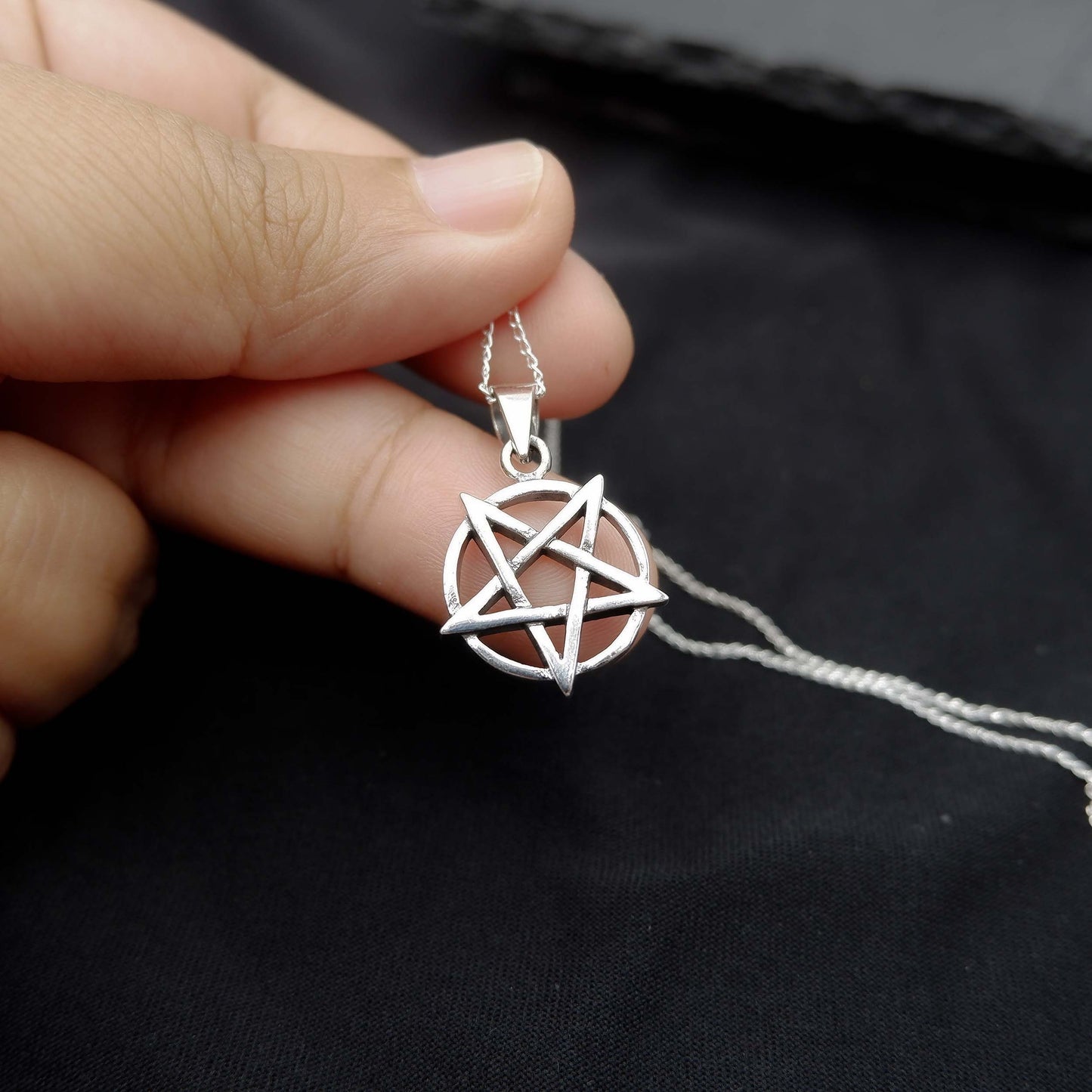 Satanic Inverted Pentagram Star Necklace, 925 Silver Inverted Pentacle Necklace, Devil Star Pendant, Goth Star Necklace, Demon Pentagram - Aster & Trinkets