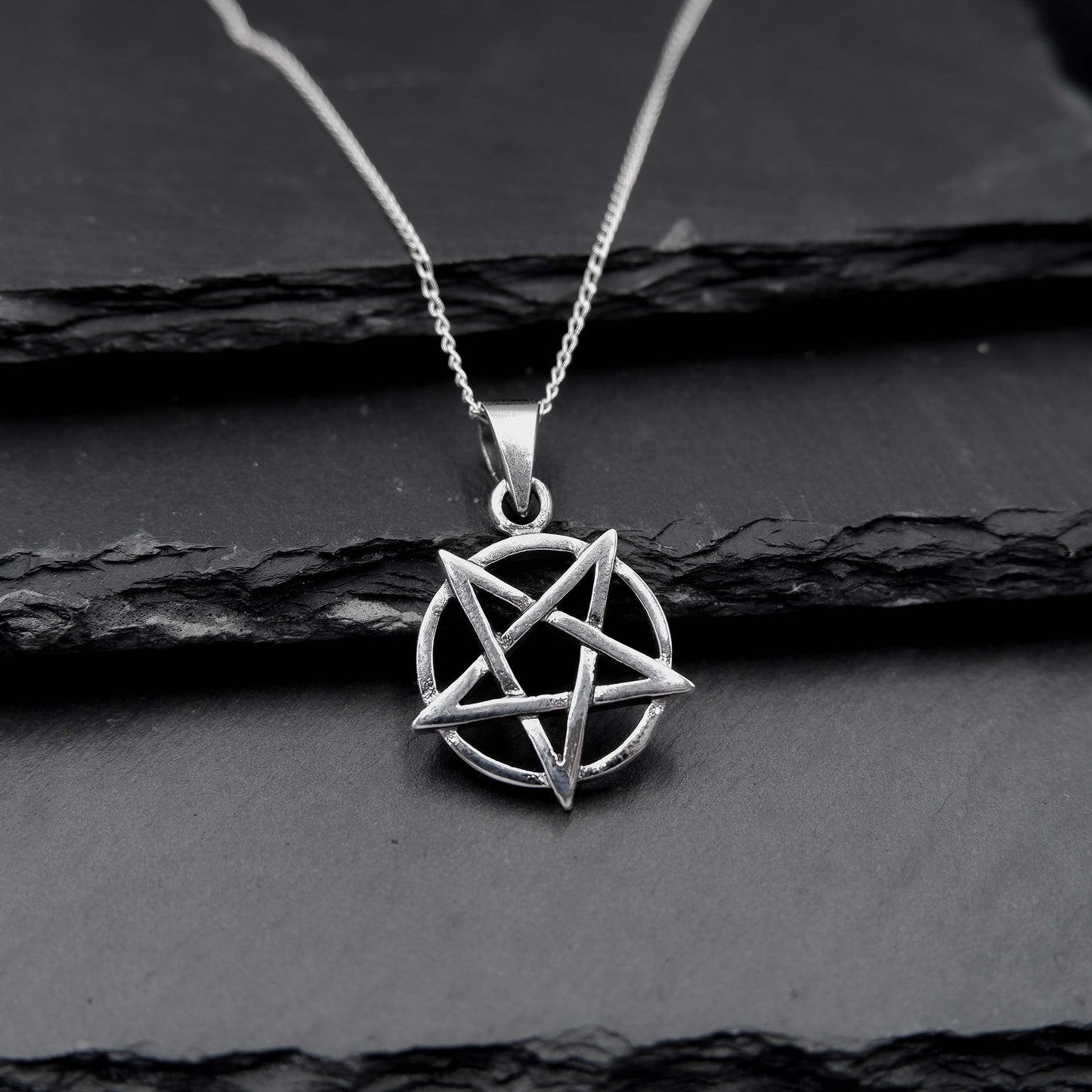 Satanic Inverted Pentagram Star Necklace, 925 Silver Inverted Pentacle Necklace, Devil Star Pendant, Goth Star Necklace, Demon Pentagram - Aster & Trinkets