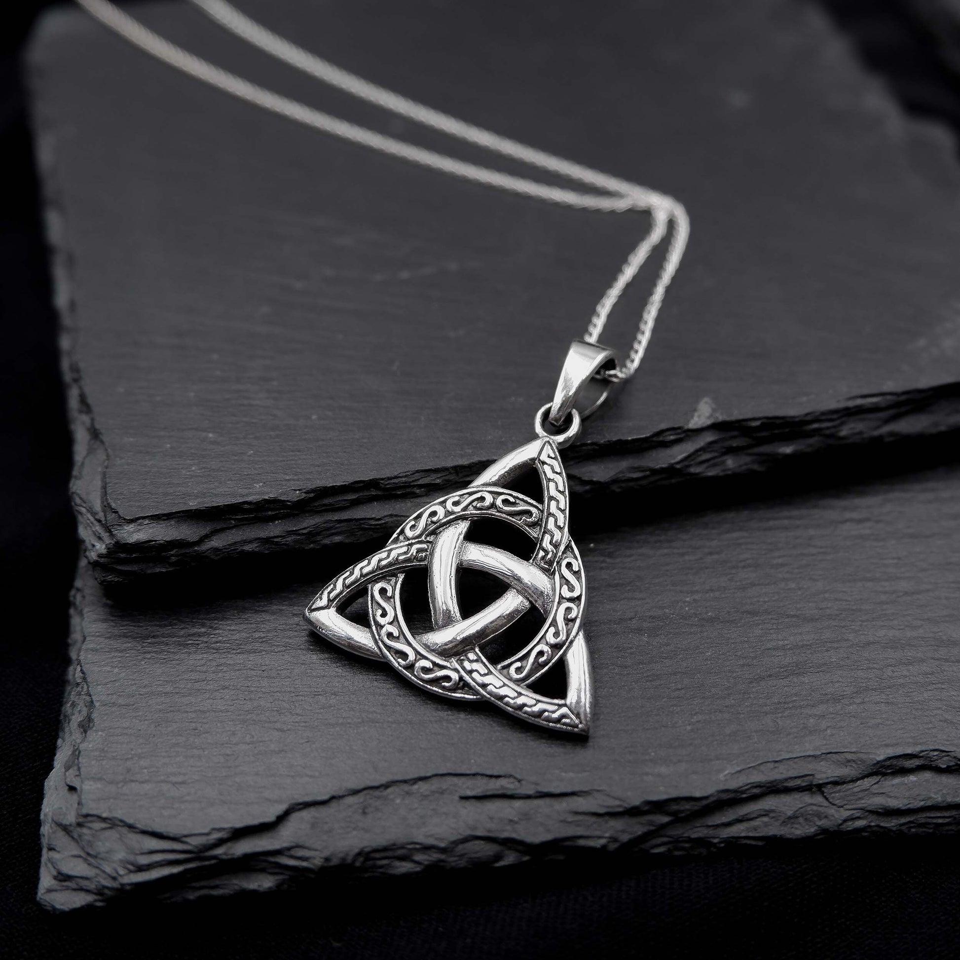 Celtic Knot Triquetra Trinity Necklace, 925 Sterling Silver Trinity Knot Pendant Necklace - Celtic Trinity Irish Norse Viking Pagan Necklace - Aster & Trinkets