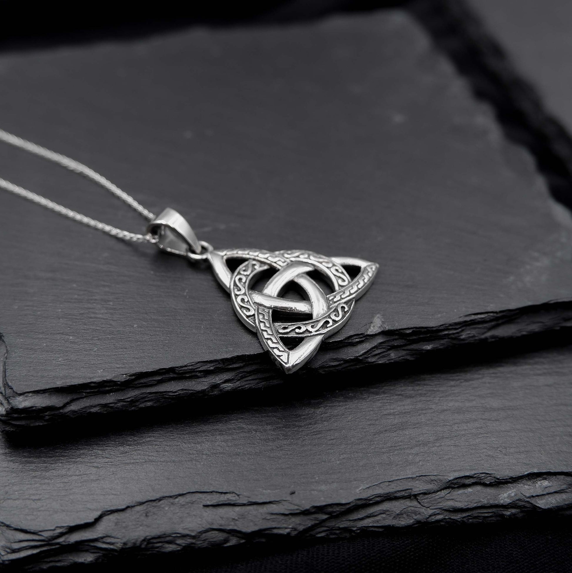 Celtic Knot Triquetra Trinity Necklace, 925 Sterling Silver Trinity Knot Pendant Necklace - Celtic Trinity Irish Norse Viking Pagan Necklace - Aster & Trinkets