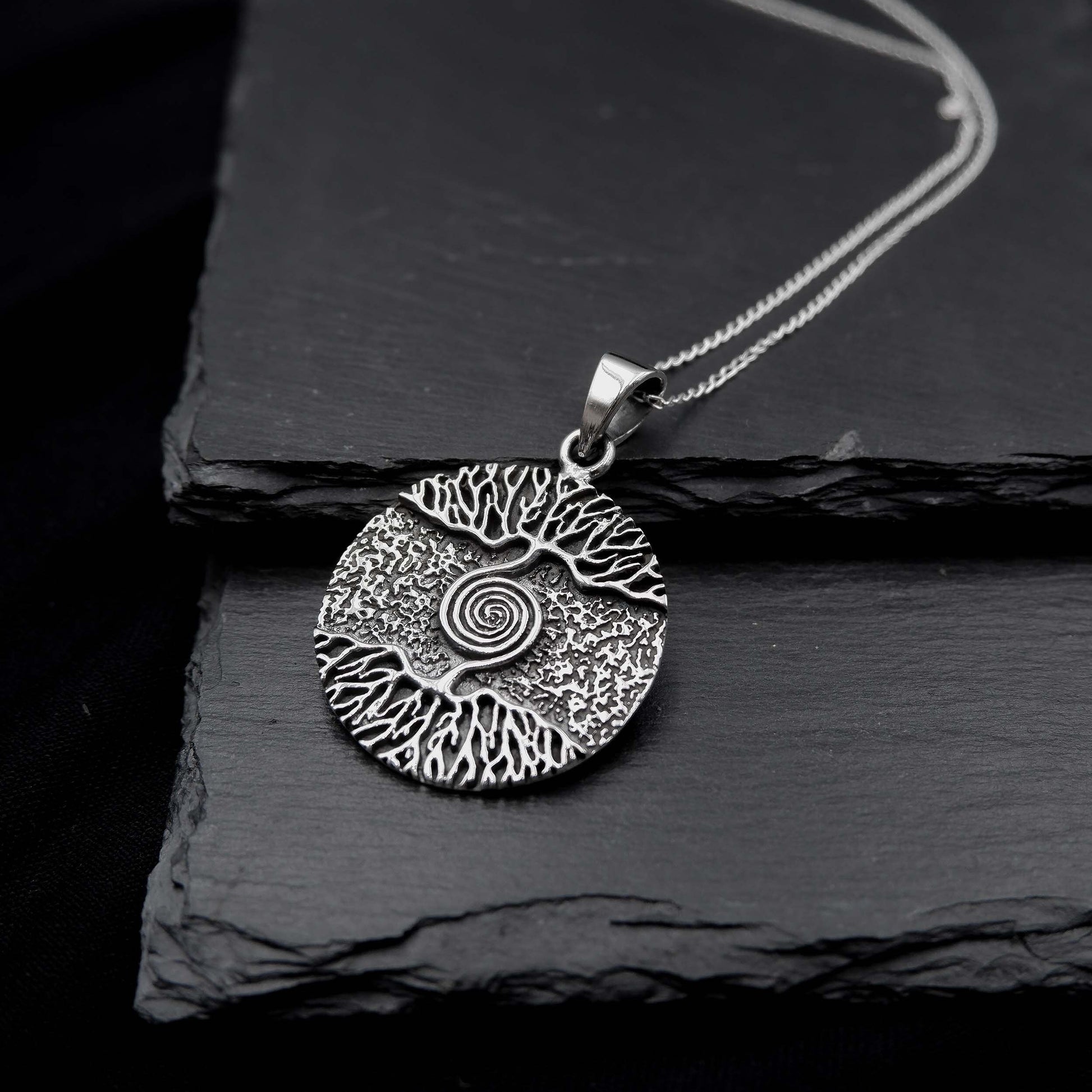 Tree of life Spiral Yggdrasil necklace, 925 Silver Talisman Necklace, Wiccan Tree Necklace, Viking Norse Tree Necklace, Pagan Tree Pendant - Aster & Trinkets