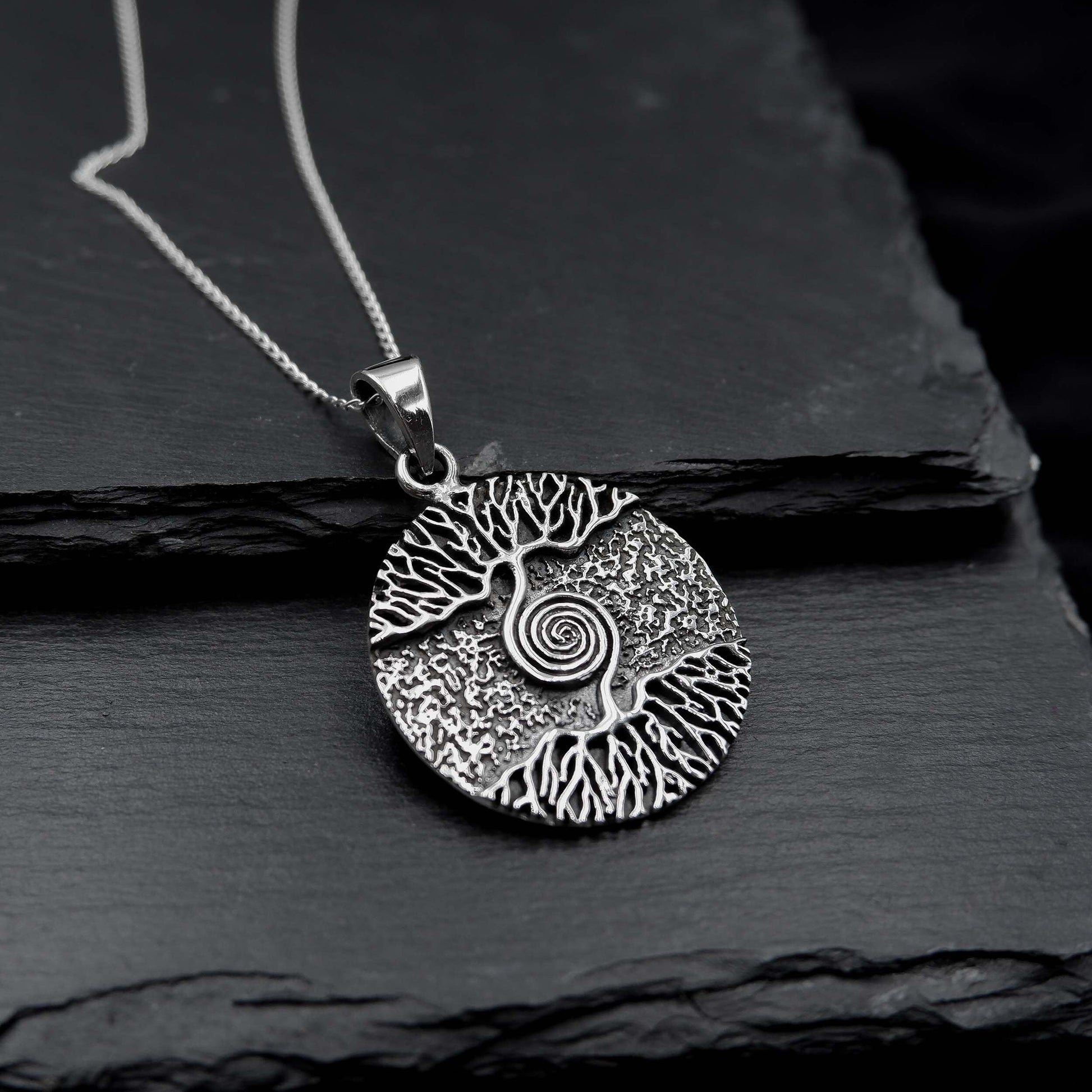 Tree of life Spiral Yggdrasil necklace, 925 Silver Talisman Necklace, Wiccan Tree Necklace, Viking Norse Tree Necklace, Pagan Tree Pendant - Aster & Trinkets