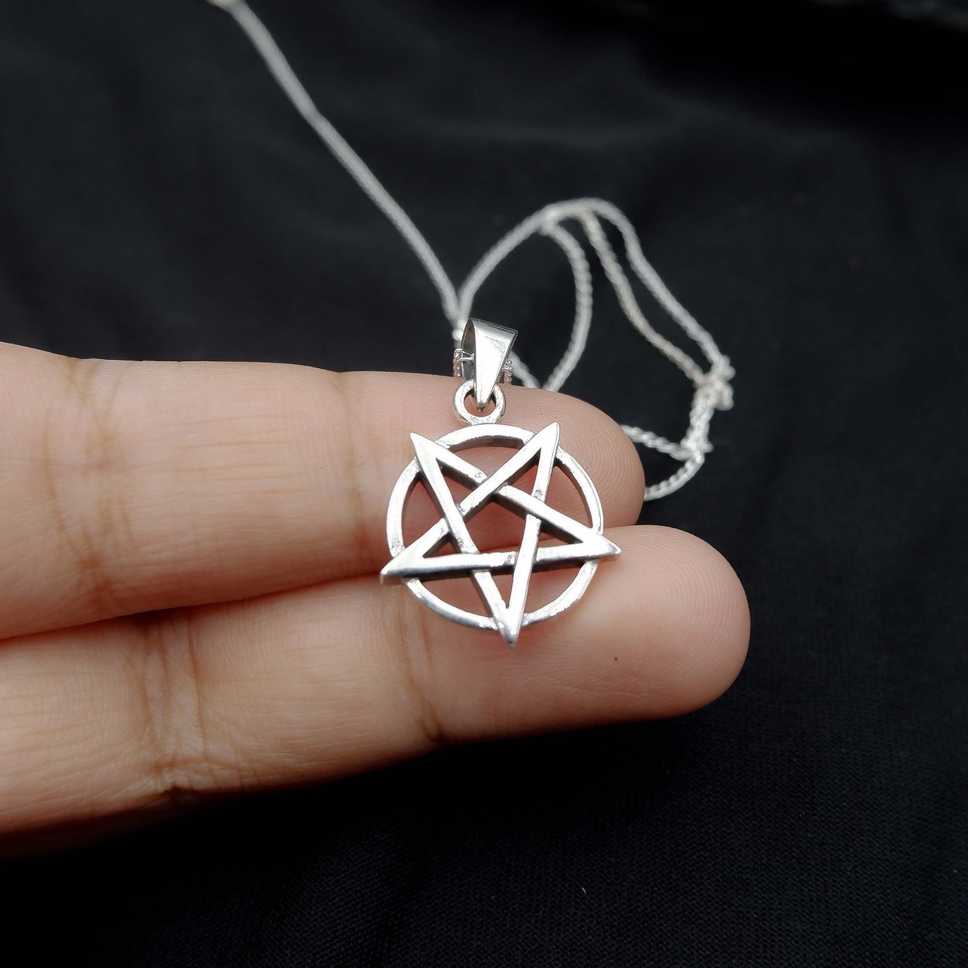 Satanic Inverted Pentagram Star Necklace, 925 Silver Inverted Pentacle Necklace, Devil Star Pendant, Goth Star Necklace, Demon Pentagram - Aster & Trinkets