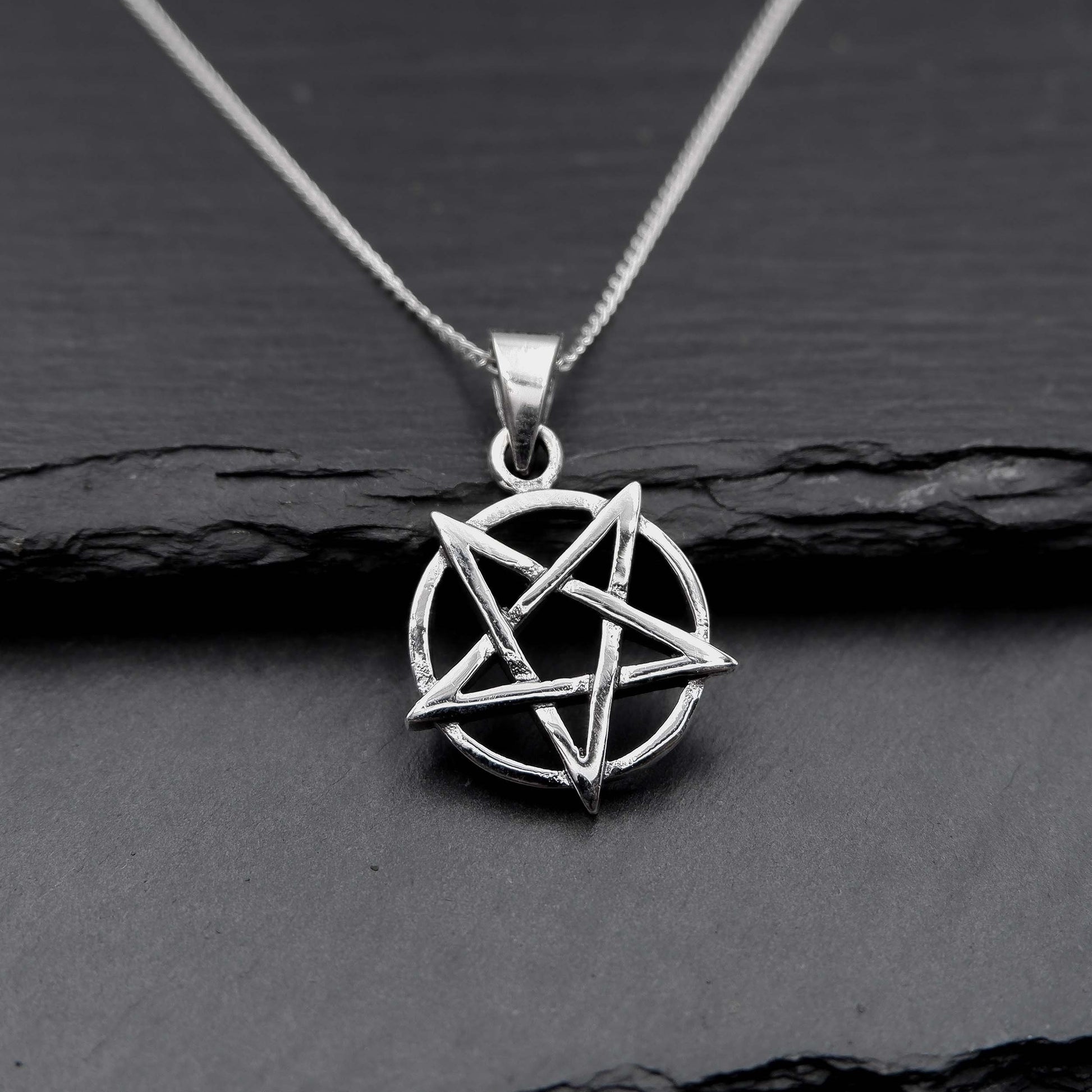 Satanic Inverted Pentagram Star Necklace, 925 Silver Inverted Pentacle Necklace, Devil Star Pendant, Goth Star Necklace, Demon Pentagram - Aster & Trinkets