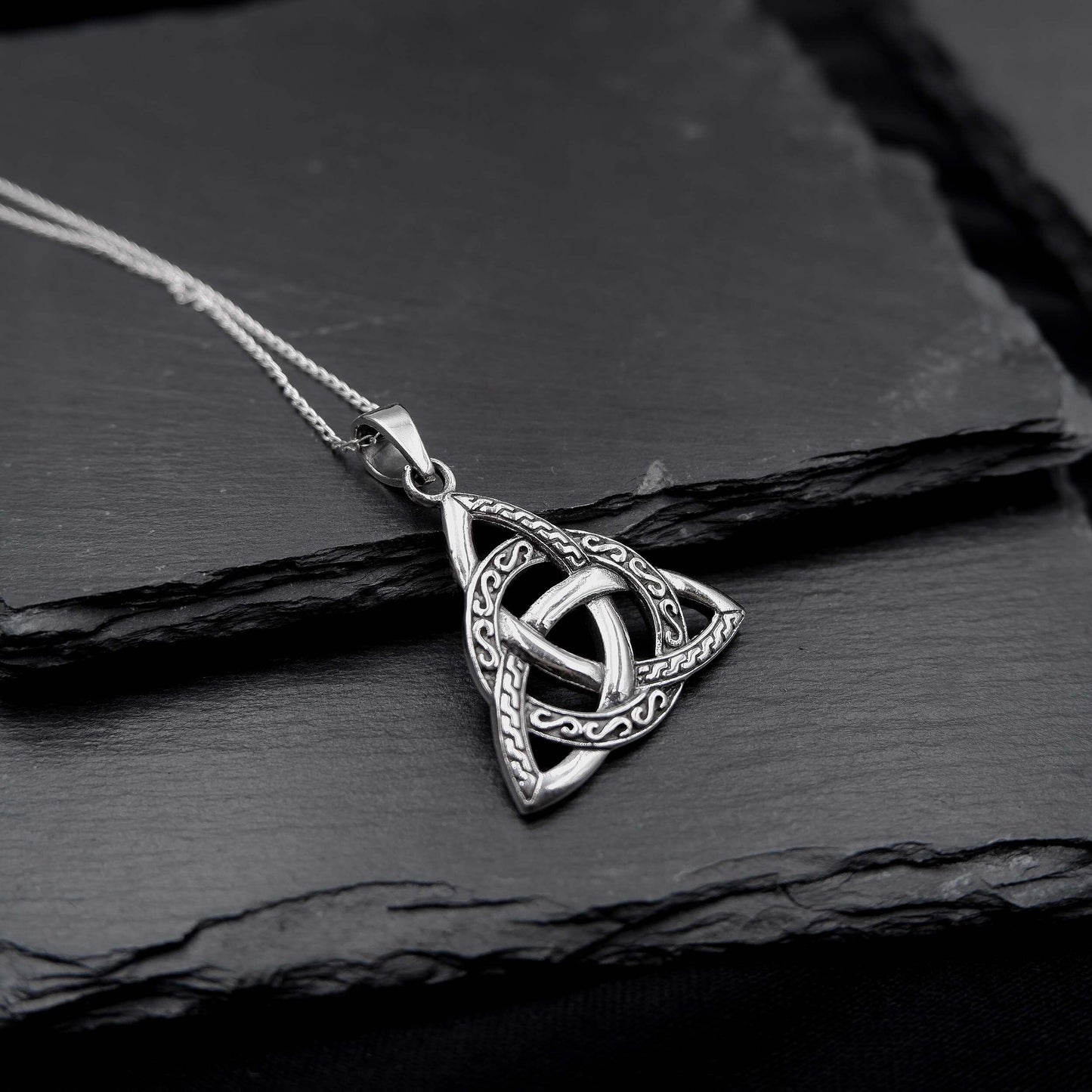 Celtic Knot Triquetra Trinity Necklace, 925 Sterling Silver Trinity Knot Pendant Necklace - Celtic Trinity Irish Norse Viking Pagan Necklace - Aster & Trinkets