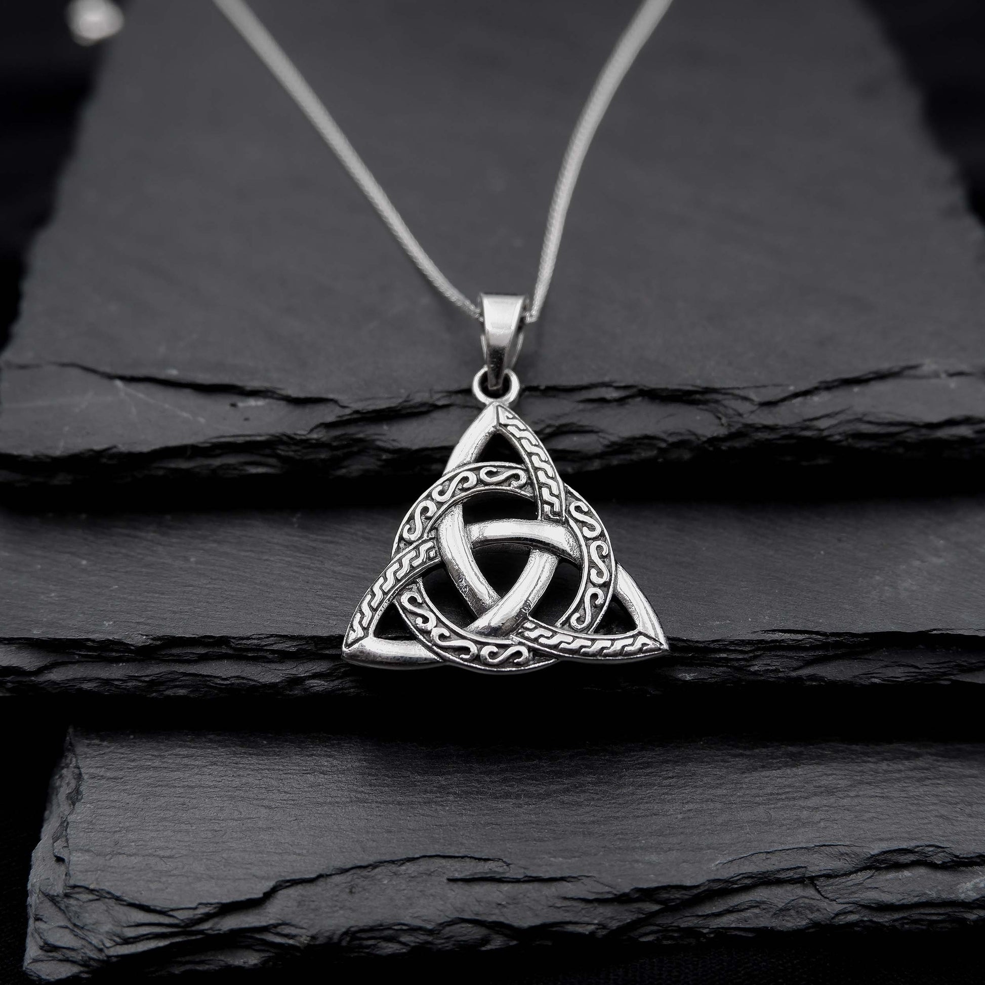 Celtic Knot Triquetra Trinity Necklace, 925 Sterling Silver Trinity Knot Pendant Necklace - Celtic Trinity Irish Norse Viking Pagan Necklace - Aster & Trinkets