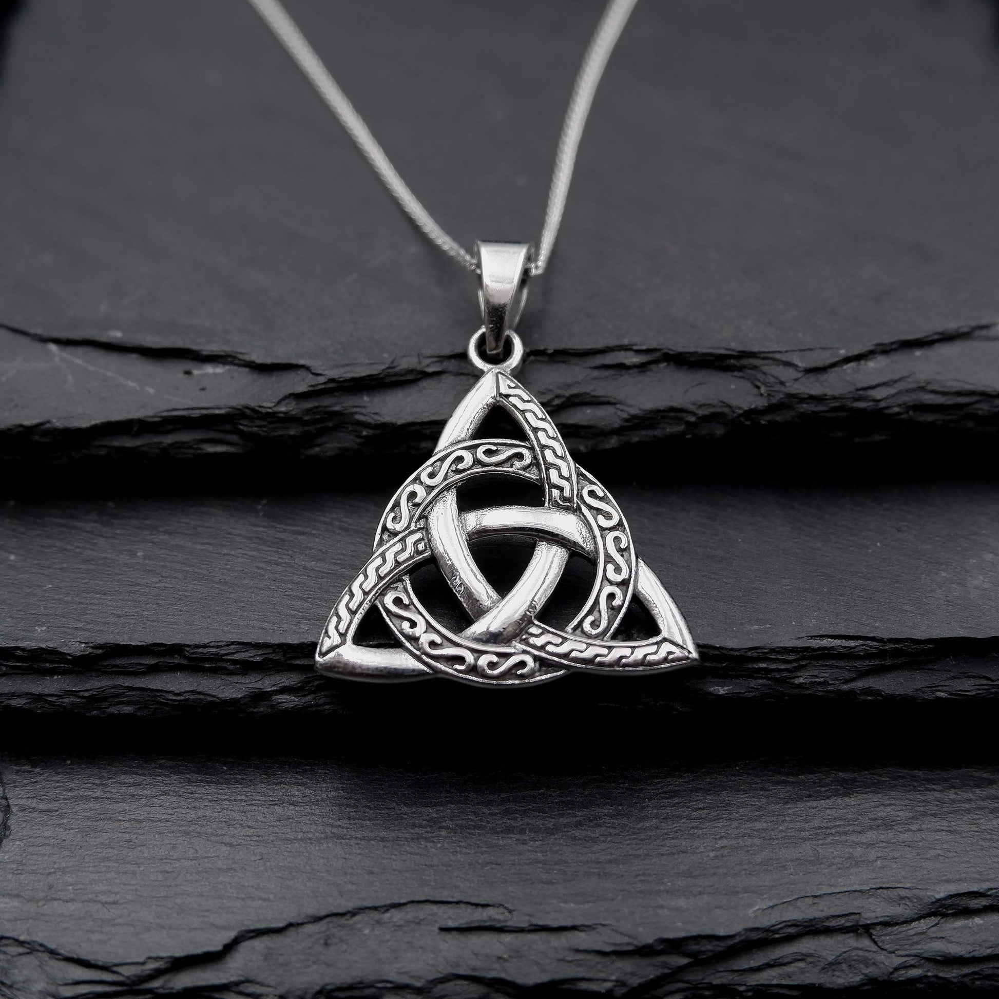 Celtic Knot Triquetra Trinity Necklace, 925 Sterling Silver Trinity Knot Pendant Necklace - Celtic Trinity Irish Norse Viking Pagan Necklace - Aster & Trinkets