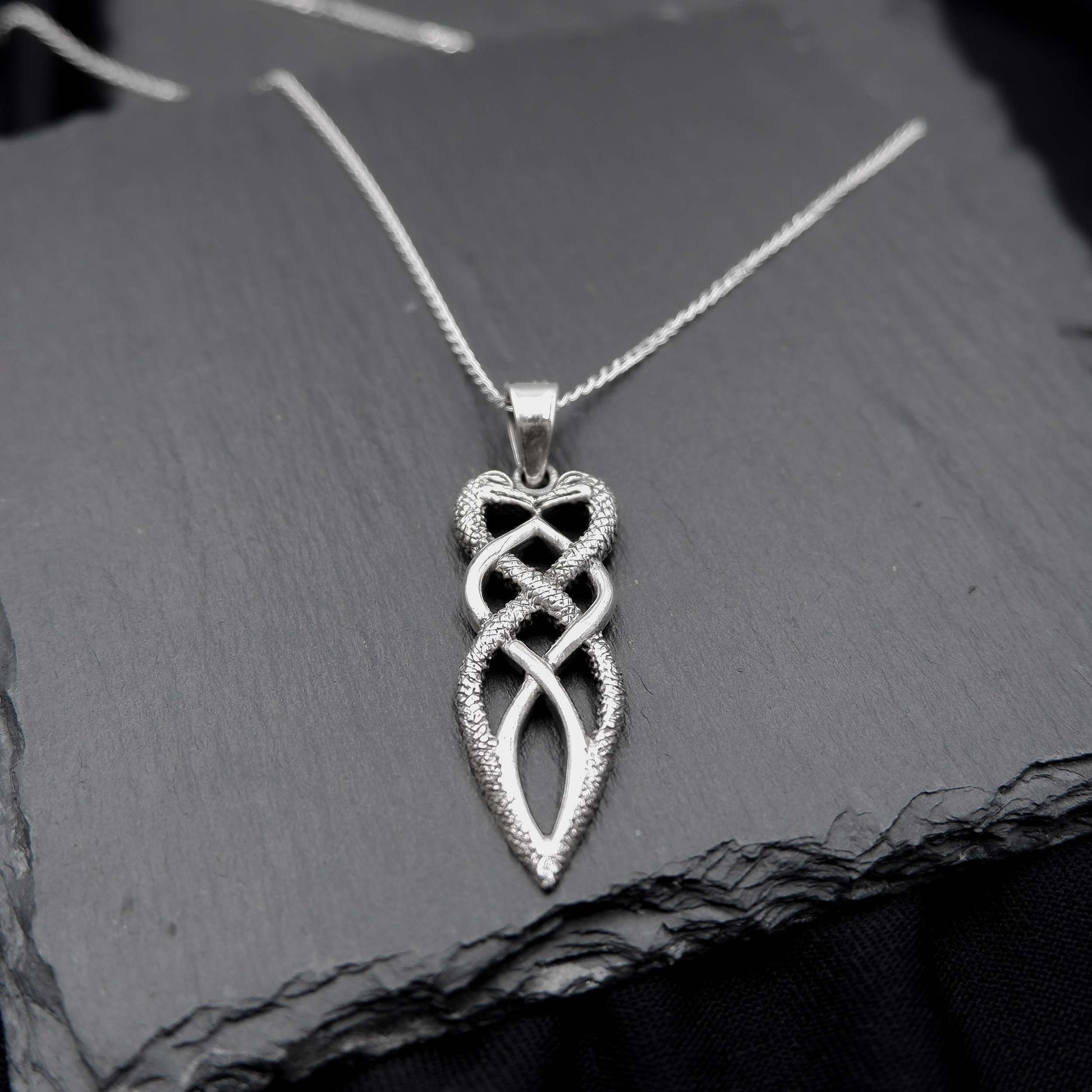 Intertwined Snake Celtic Knot Necklace, 925 Silver Twisted double-headed snake Serpent Celtic Necklace, Twin Snake Celtic Pendant Necklace - Aster & Trinkets