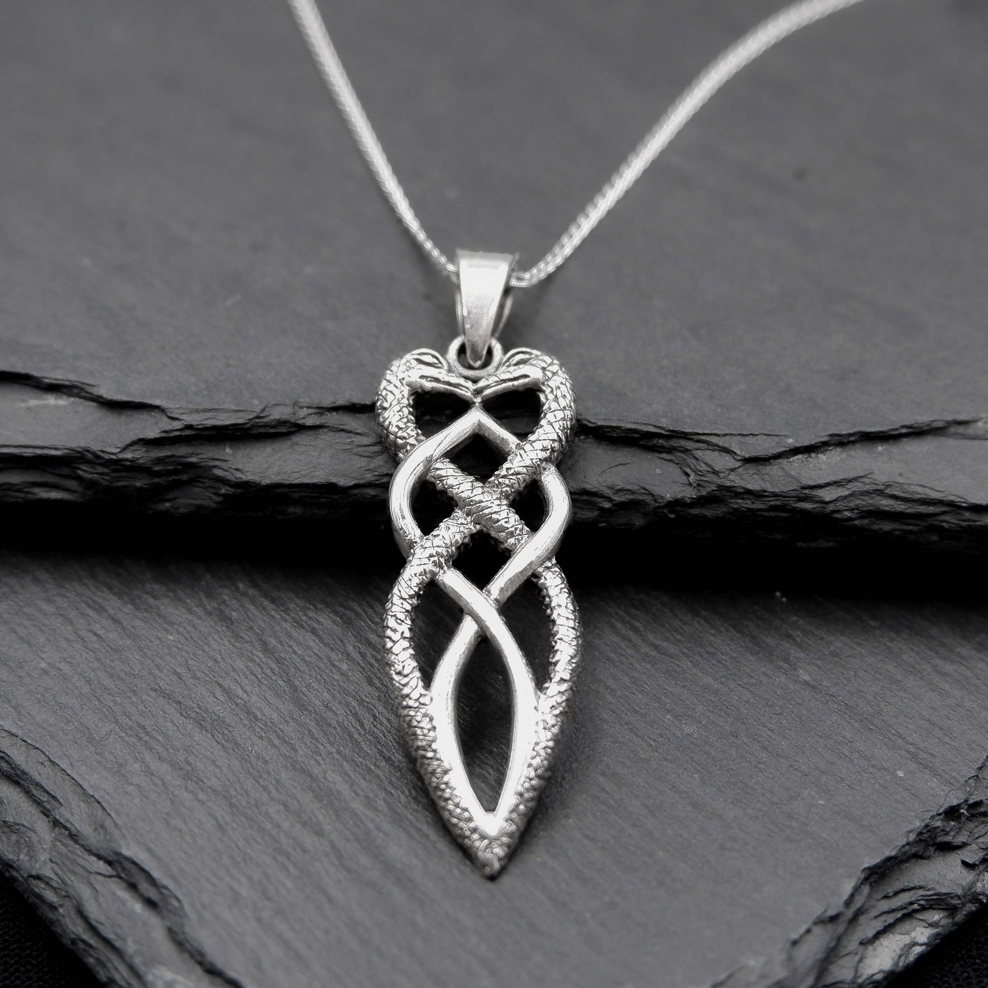 Intertwined Snake Celtic Knot Necklace, 925 Silver Twisted double-headed snake Serpent Celtic Necklace, Twin Snake Celtic Pendant Necklace - Aster & Trinkets